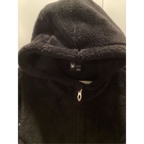SPYDER Womens Cloud Fleece Full Zip Hoodie Sz XL Black - Picture 3 of 10